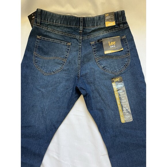 Lee Jeans Blue Denim Slim Fit Straight Leg Size 16 H X-Treme Comfort Band waist - Picture 2 of 6